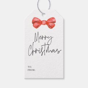 Cute Red bow Red santa gnome Merry Christmas Gift Tags
