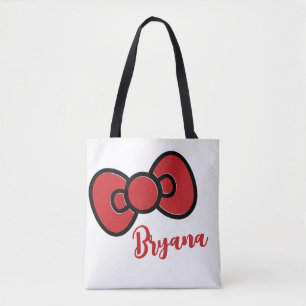 Cute Red Bow Whimsical Tote Bag