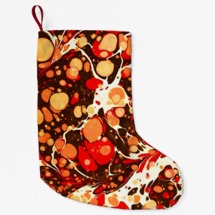 Cute red brown orange abstract stones small christmas stocking