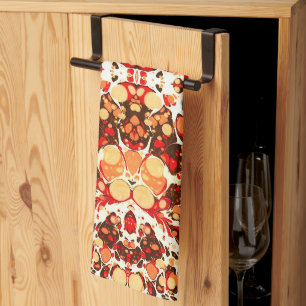 Cute red brown orange abstract stones tea towel