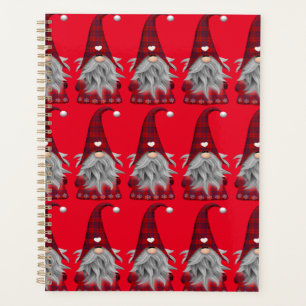 Cute Red Buffalo Plaid Christmas Gnome  Planner