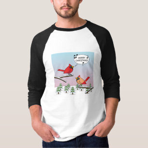 Cute Red Cardinal Singing Merry Christmas T-Shirt