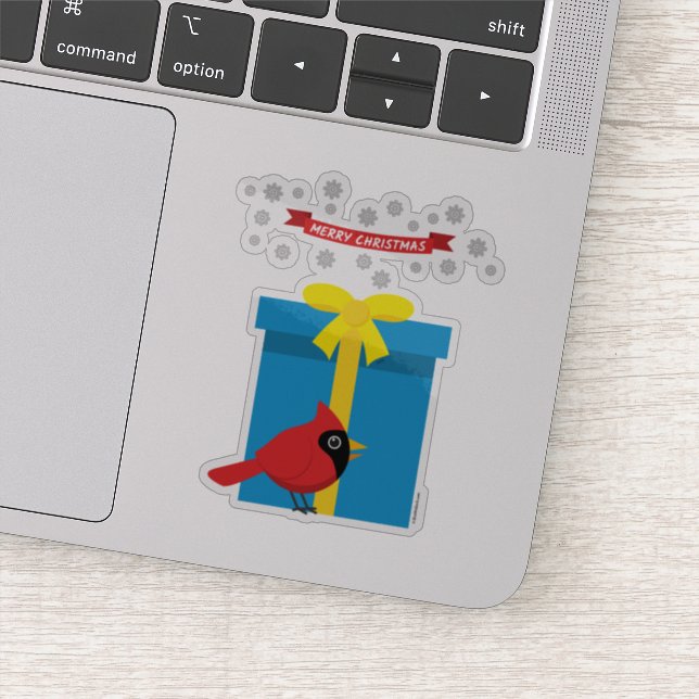 Cute Red Cardinal With Blue Gift (Detail)