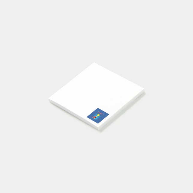 Cute Red Cardinal With Blue Gift Post-it Notes (Angled)