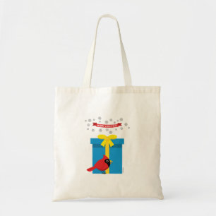 Cute Red Cardinal With Blue Gift Tote Bag
