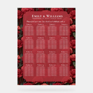 Cute Red Carnation Themed Floral Wedding Acrylic Sign