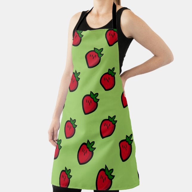 Cute Red Cartoon Strawberries for Vegetarians Apron (Insitu)