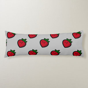 Cute Red Cartoon Strawberries for Vegetarians Body Cushion