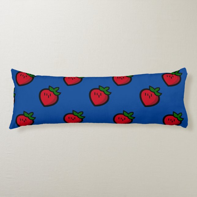 Cute Red Cartoon Strawberries for Vegetarians Body Cushion (Front)