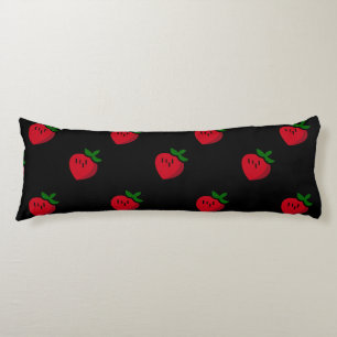 Cute Red Cartoon Strawberries for Vegetarians Body Cushion
