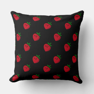 Cute Red Cartoon Strawberries for Vegetarians Cushion