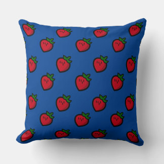 Cute Red Cartoon Strawberries for Vegetarians Cushion