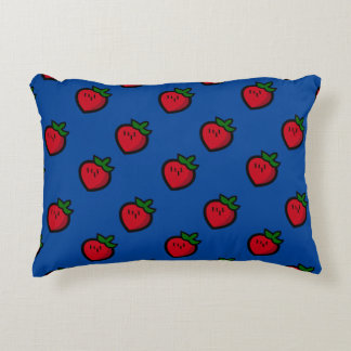 Cute Red Cartoon Strawberries for Vegetarians Decorative Cushion