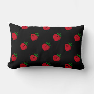Cute Red Cartoon Strawberries for Vegetarians Lumbar Cushion