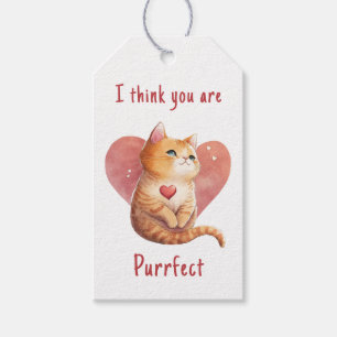 Cute red cat love pun fun Valentine Gift Tags