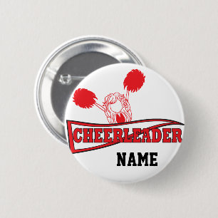 Cute Red Cheerleader Girl DIY Name 6 Cm Round Badge