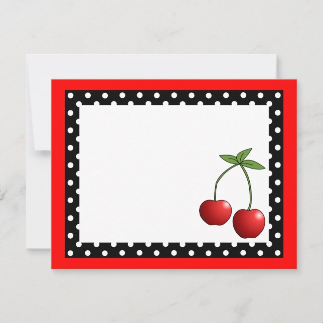 Cute Red Cherries Flat Thank You Note Cards (Front)