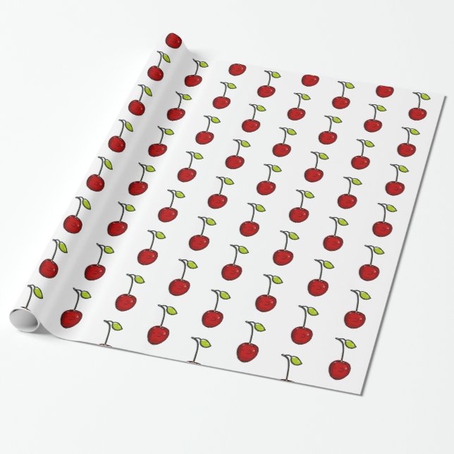 Cute Red Cherries Gift Wrap (Unrolled)