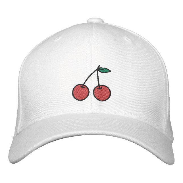 Cute red cherries personalised embroidered hat (Front)