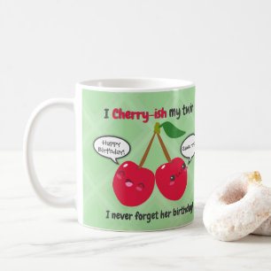 Cute Red Cherry Kawaii Twins Birthday Coffee Mug