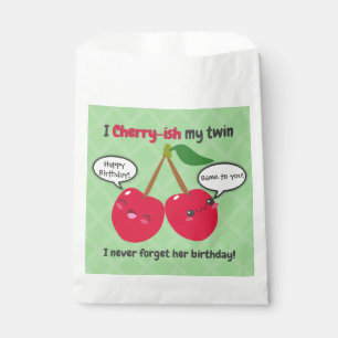 Cute Red Cherry Kawaii Twins Birthday Favour Bags
