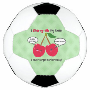 Cute Red Cherry Kawaii Twins Birthday Football