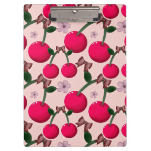 Cute red cherry pattern clipboard