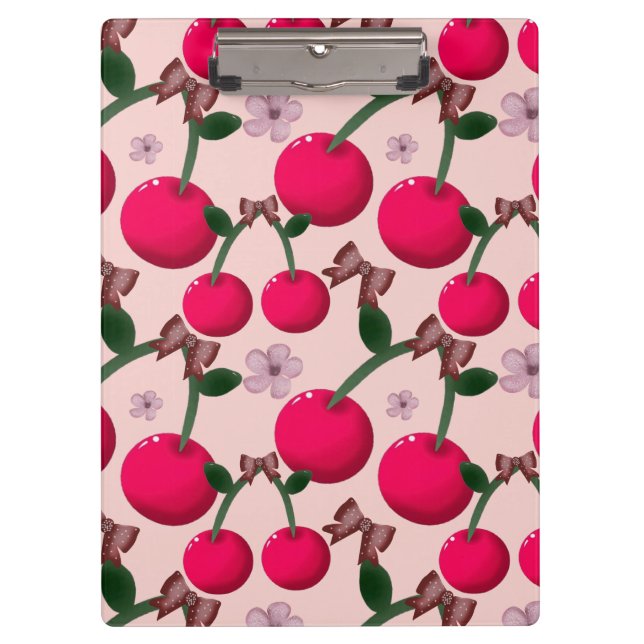 Cute red cherry pattern  clipboard (Front)