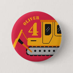 Cute Red Children's Construction Birthday 6 Cm Round Badge