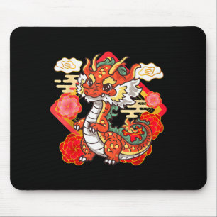 Cute Red Chinese New Year Of The Dragon 2024 Lunar Mouse Mat