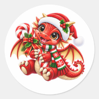Cute Red Christmas Dragon Sticker