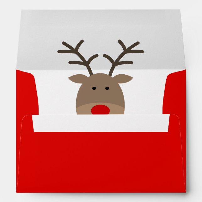 Cute red Christmas envelopes with Santa's reindeer (Back (Bottom))