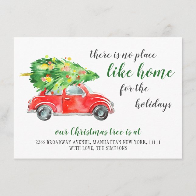 Cute Red Christmas Farm Truck Rustic Moving Announcement (Front)