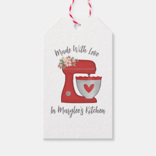 Cute Red Christmas Floral Bakery Cake Mixer Gift Tags