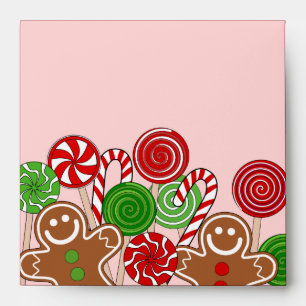 Cute red Christmas gingerbreads Envelope