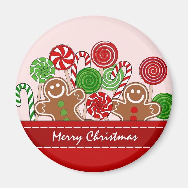 Cute red Christmas gingerbreads Magnet (Front)