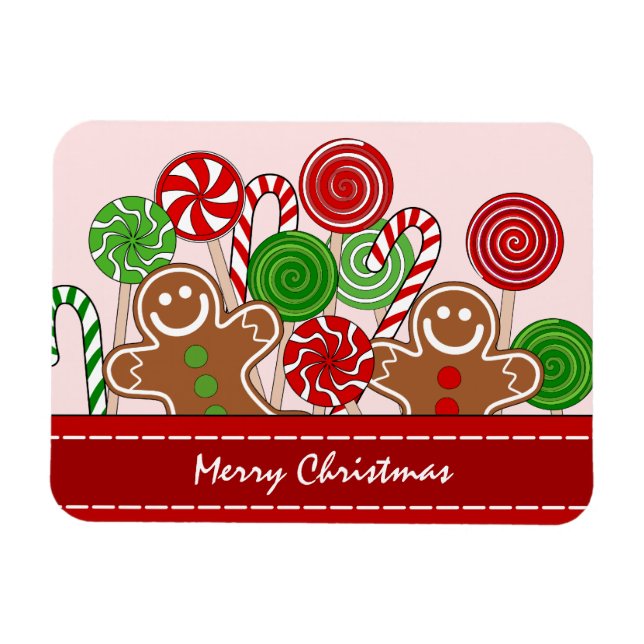 Cute red Christmas gingerbreads Magnet (Horizontal)