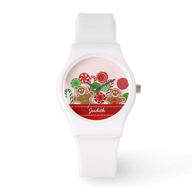 Cute red Christmas gingerbreads Watch (Front)