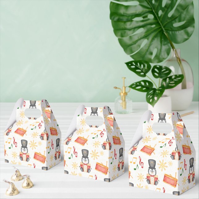 Cute Red Christmas Nutcracker Penguin Favour Box (Multiple)