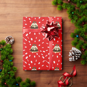 Cute Red Christmas Pudding Gift Wrapping Paper