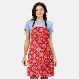 cute red christmas snowflakes apron