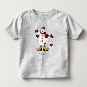 Cute Red Christmas Snowman Toddler T-Shirt
