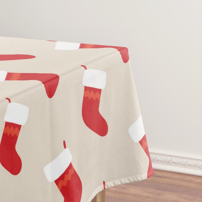 Cute Red Christmas Stocking Tablecloth (In Situ)