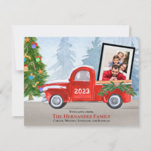 Cute Red Christmas Truck Multi Photo Holiday Card