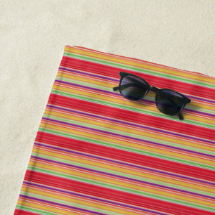 Cute red colorful stripes beach towel