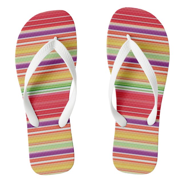 Cute red colourful stripes flip flops (Footbed)