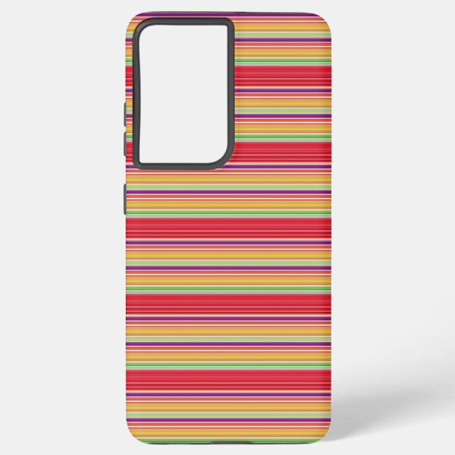 Cute red colourful stripes samsung galaxy s21+ case (Back)