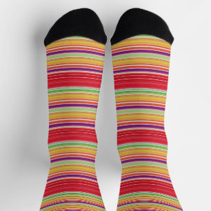 Cute red colourful stripes socks