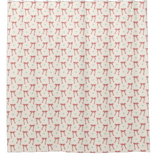 Cute red coquette bows Christmas Shower Curtain
