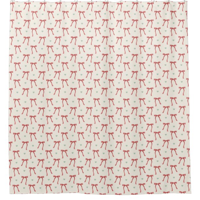 Cute red coquette bows Christmas Shower Curtain (Front)